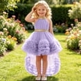 thumbnail image 2 of Flower Girls Dress High Low Wedding Dresses Gown with Bow Back Birthday Party Swing A-Line Dresses,9-12Months, 2 of 7