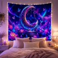 thumbnail image 2 of Floral Garden Ornate with Crescent Moon Composed Glowing, Mystical Fantasy for Space Lovers, Galaxy Room Decor, Mother'S Day Gift, Tapestry Wall Hanging for Bedroom and Dorm, 2 of 7