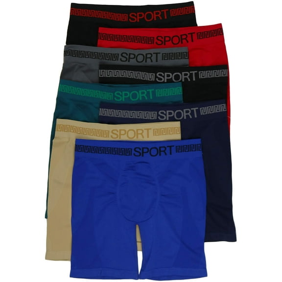 ToBeInStyle Men's Pack of 6 Waistband Design Long Leg Boxers - Basic Assorted - One Size