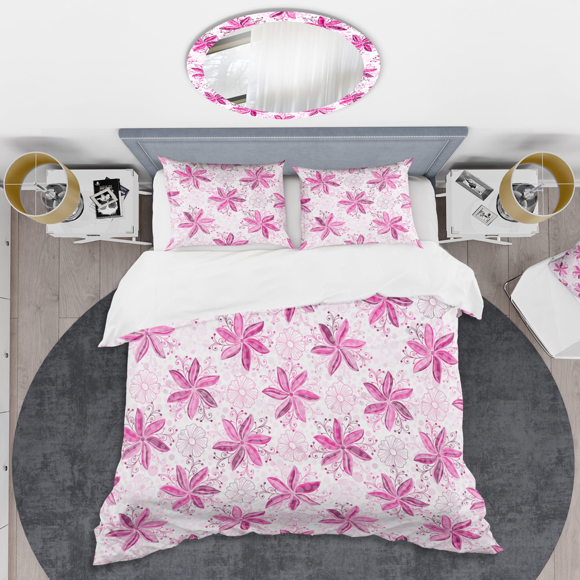 Designart 'Retro Floral Pattern XII' Mid-Century Modern Duvet Cover Set