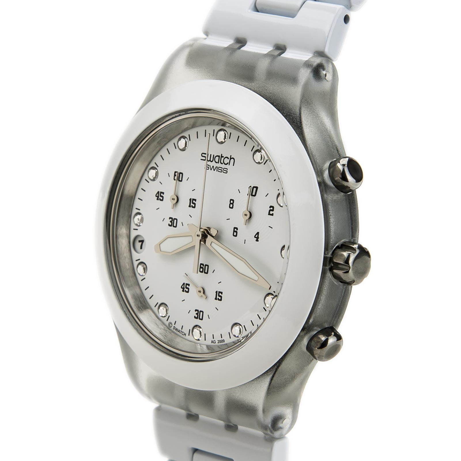 Swatch Unisex SVCK4045AG Chronograph Date Plastic White Dial Watch