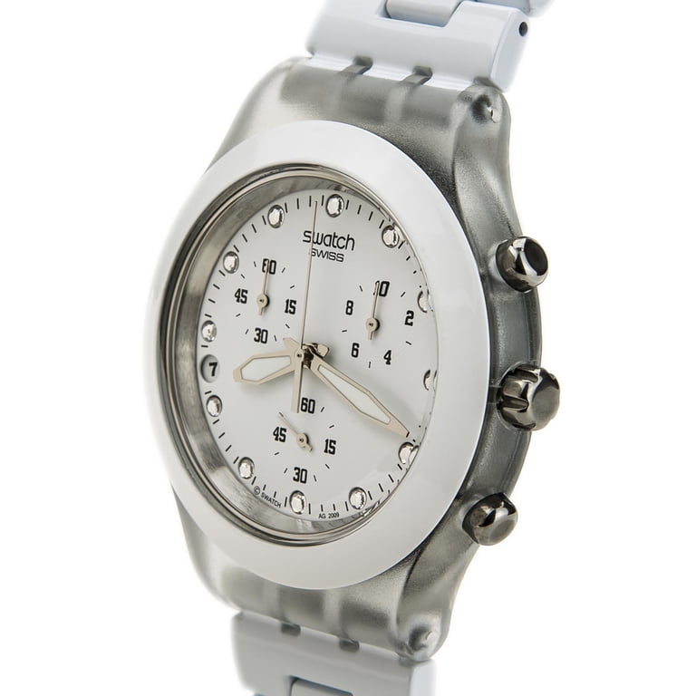 Swatch Unisex SVCK4045AG Chronograph Date Plastic White Dial Watch 