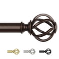 thumbnail image 1 of Bronze Curtain Rods for Windows 72 to 144 Inch, USFOOK 7/8 Inch Heavy Duty Long Curtain Rods, Telescoping Splicing Drapery Rods with Twisted Cage Finials, 1 of 8