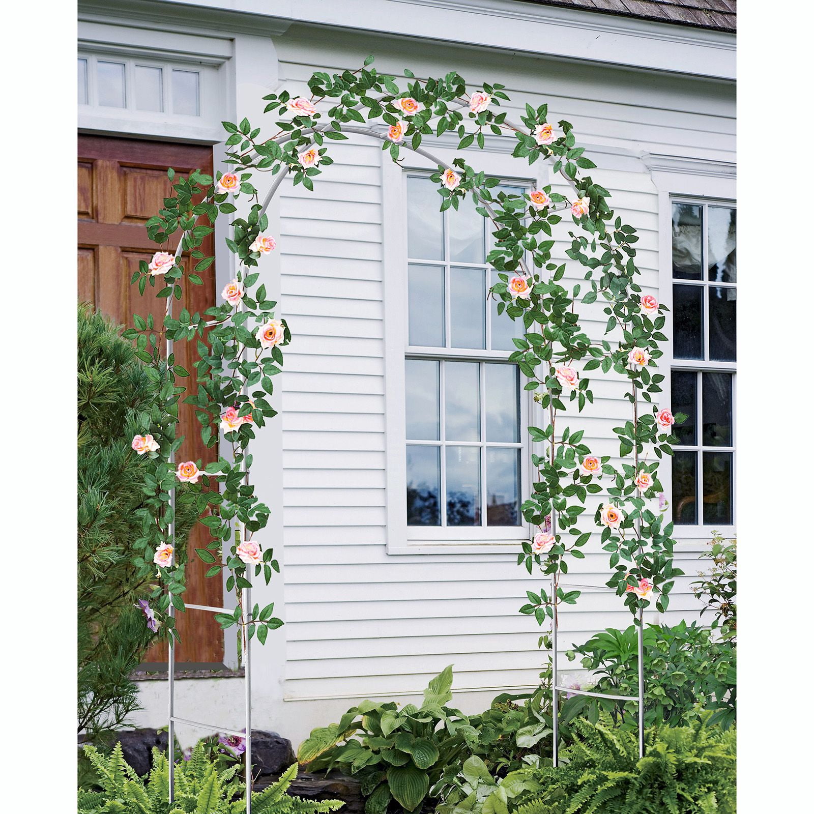 Metal Garden Arch Trellis, Adjustable Arbor Trellis, White