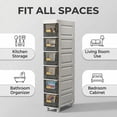 thumbnail image 4 of HEMXSZH 3 Layers Big Capacity Plastic Storage Cabinet, Layered Storage Organizer With Drawers, Dust-proof Commercial Bathroom Container, Easy To Install For Kitchen/ Bedroom/ Living Room, White Grey, 4 of 7