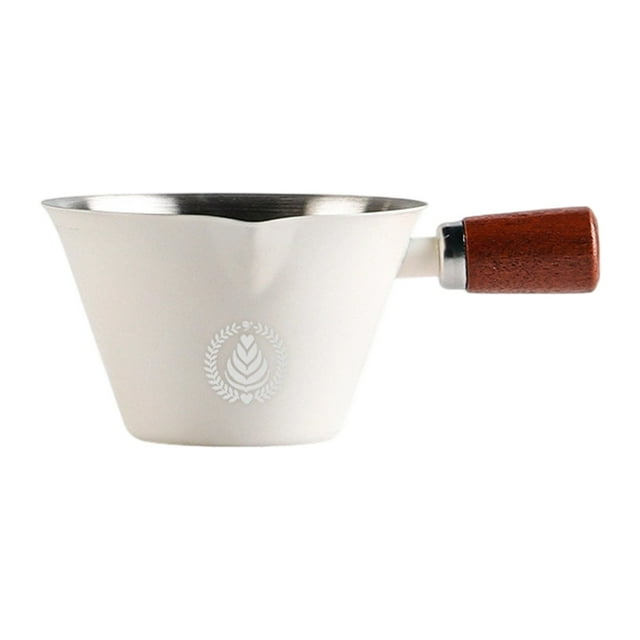 JASKFLY Stainless Steel Measuring Cup 1-Pack Italian Coffee Measuring Cup with Wooden