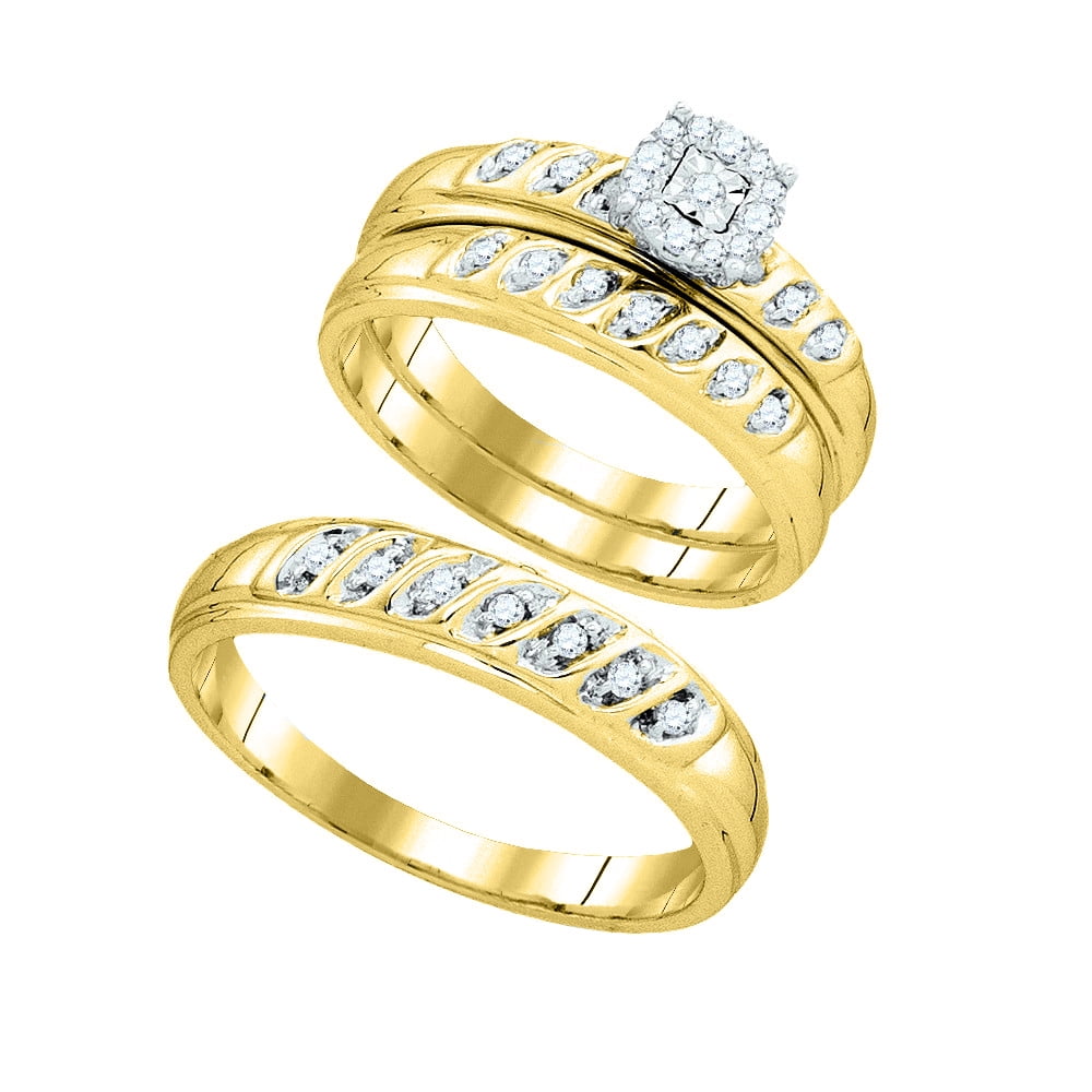 Jewels By Lux 10k Yellow Gold Round Diamond Matching Trio Mens