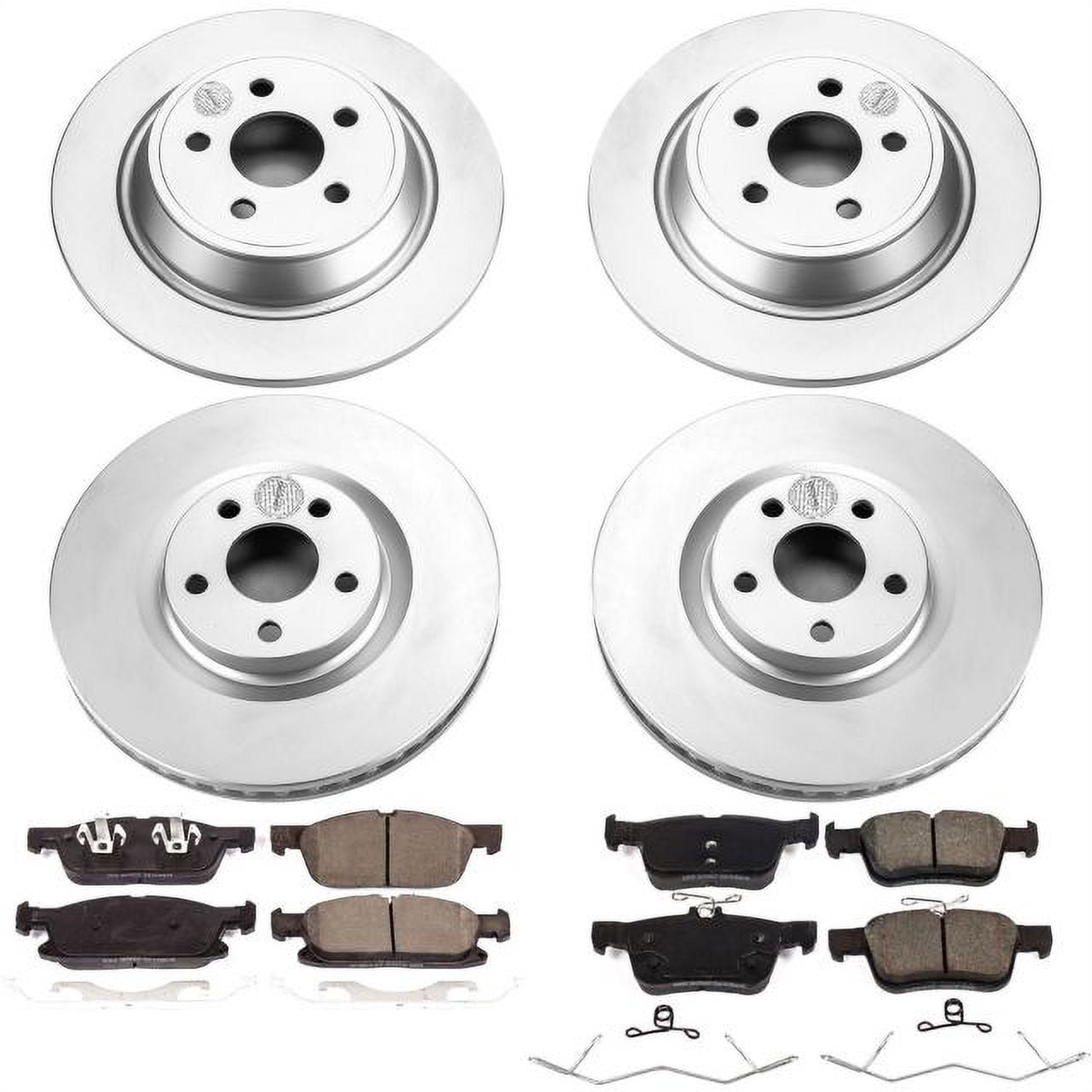 PowerStop Front and Rear Geomet Coated Brake Rotor and Pad Kit Fits: FORD Select Models CRK7419