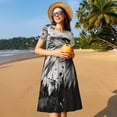 thumbnail image 4 of Easygdp Ink Style Bald Eagle para Vestido Transpirable de Mujer, Vestido Suelto de Manga Corta con Pliegues y Bolsillos para el Verano, 4 of 6