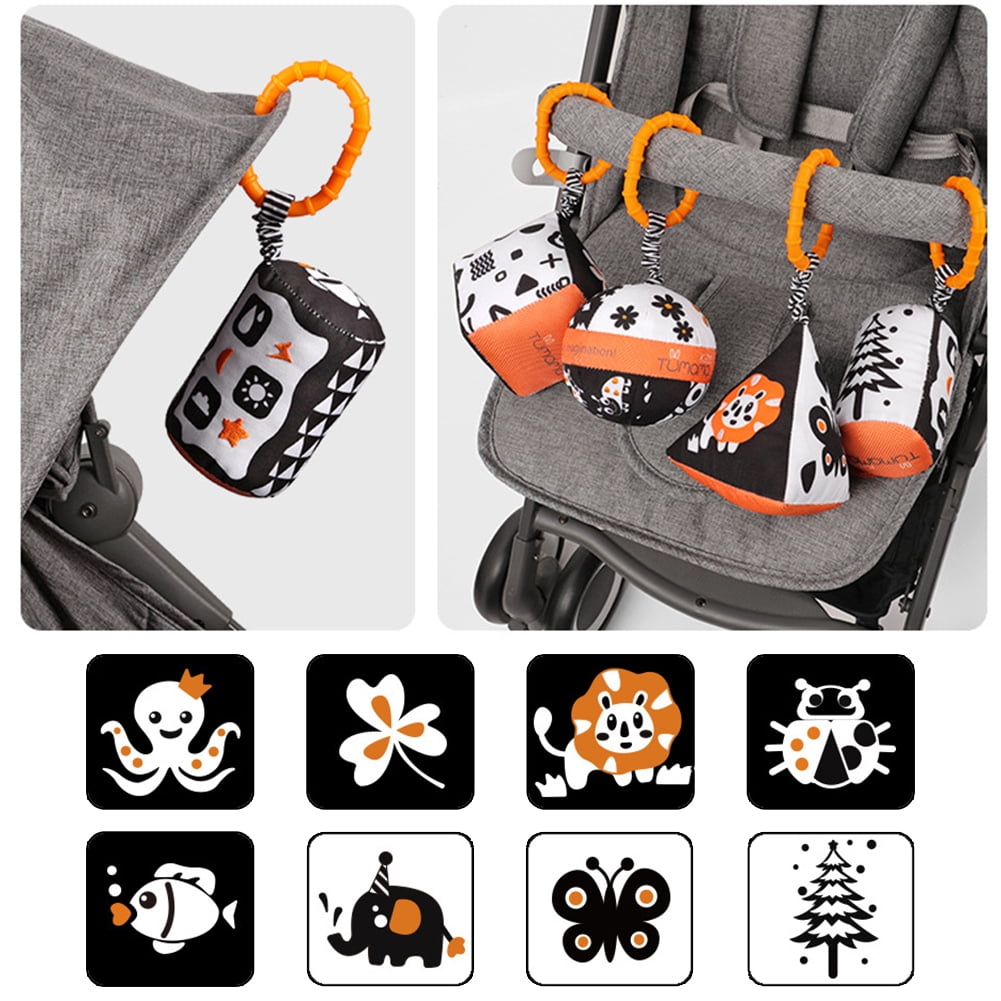 black and white hanging baby toys