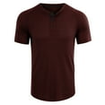 thumbnail image 3 of Caqnni Men's Henley Shirts Short Sleeve Casual Shirt Quick Dry Summer Daily T-Shirts Running Workout Tops (Wine,M), 3 of 5
