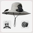 thumbnail image 4 of PLPPYFS Solar Fan Hat, Wide Brim Solar Fan Outdoor Fishing Hat, Solar Powered Fan Hat for Men Women Wide Brim Hat with 2 Fans, Solar Powered & USB Charging, for Fishing Summer, 4 of 6