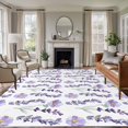 thumbnail image 3 of Spring Flowers Area&nbsp;Rug 5x8ft Vintage Country Watercolor Purple Floral Leaf Plant Non-Slip&nbsp;Washable Square&nbsp;Rugs Soft Felt Indoor Floor Mat for Bedroom Kitchen Living Room Bathroom, 3 of 9