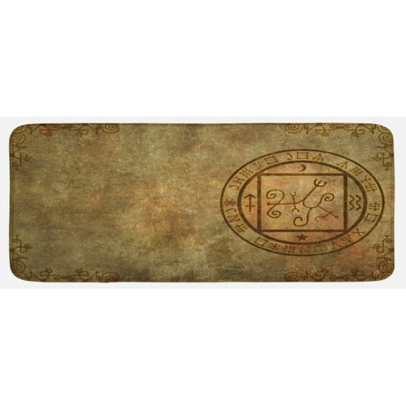 

Occult Kitchen Mat Textured Mystic Occult Sigil Seal over Distressed Old Background Design Print Plush Decorative Kitchen Mat with Non Slip Backing 47 X 19 Tan by Ambesonne
