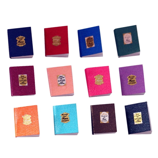 12pcs Mini Libro Modelos Miniatura Bloc de notas adornos Decoraciones de Casa Pequeña