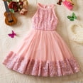 thumbnail image 4 of Girls' Summer Short Sleeve Ruffled Dress with Lace Embroidery and Mesh Bow, 4 of 9