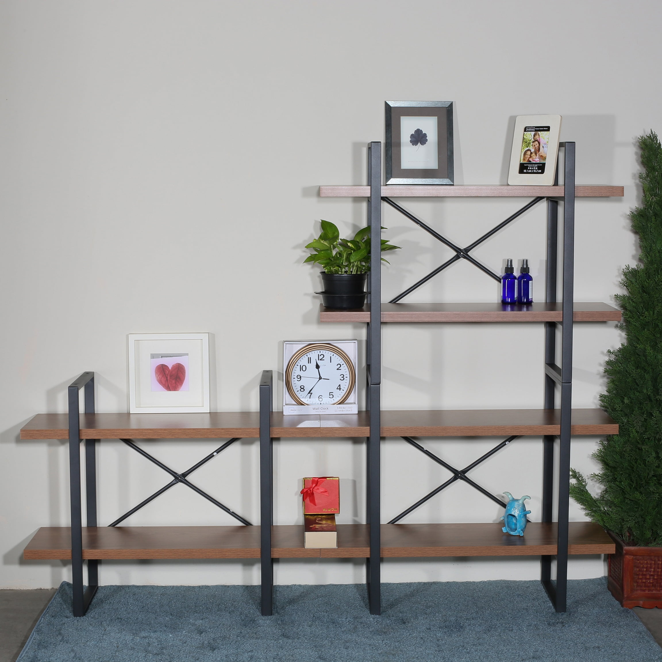 Davee Furniture Adjustable Wood and Metal Display and Etagere