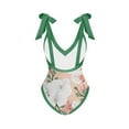 thumbnail image 4 of Women's One Piece Swimsuit with Beach Cover up Wrap Skirt Floral Printed Bikini Set Two Piece Bathing Suits (XL, Green), 4 of 5