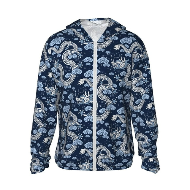 Lsque Dragons Pattern UPF 50+ Lightweight Sun Protection Men's Women's Long Sleeve Shirt, Hoodie Performance -XX-Large
