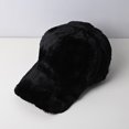 thumbnail image 3 of Fluffy Baseball Cap Wide Brim Design Solid Color UV Proof Sun Thick Plush Peaked Hat Women Cap Black M, 3 of 8