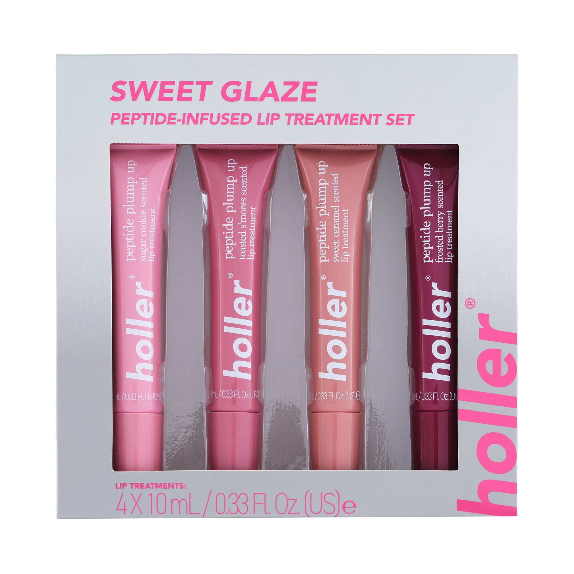 HOLLER Sweet Glaze Peptide-Infused Lip Treatment Set, 4 Piece Set