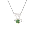 thumbnail image 2 of Delight Jewelry Goldtone Opaque Green Lucky Four Leaf Clover Silvertone Dream Big Pendant Necklace, 25", 2 of 4