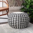 thumbnail image 3 of Pasargad Home Pasargad Home Santorini Ivory & Grey Knitted Round Pouf, 3 of 5