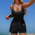 thumbnail image 5 of Antqov One Piece Swimsuit Women, Sport Color Block Round Neck Jumpsuit Athletic Swimwear with Pockets, Summer Beach wear Conservative Casual Comfy Bathing Suit, 5 of 6