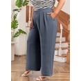 thumbnail image 6 of SHEWIN Womens Plus Size Pants Wide Leg Palazzo Pants Elasticized Back Waist Pleated Casual Work Trouser with Pockets 1X-5X, 6 of 10