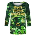 thumbnail image 5 of Ounisa Womens 3/4 Sleeve T Shirt Crew Neck St.Patrick's Day Printed Pullover Loose Fit Casual Fashion Contemporary Tops S-3XL, 5 of 5