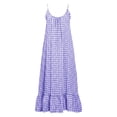 thumbnail image 6 of Aboser Womens Plaid Gingham Nightgowns Trendy Pleated Front Sleepwear Loose Round Neck Nightdress Comfy Soft Sleeveless Tank Sleep Shirts with Pockets, 6 of 6