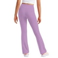 thumbnail image 7 of Lenpel Girls' Flare Leggings Children Soft High Waisted Pull on Lounge Yoga Pants Casual Activewear Dance Pants(Purple,5-6 Years), 7 of 7