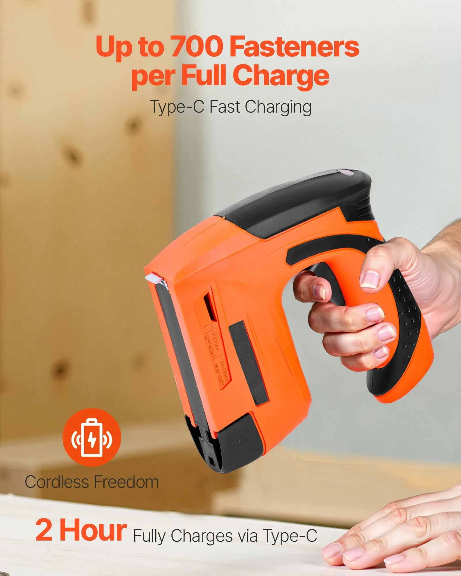 Cordless Brad Nailer, 2 in 1 Nail Gun Staple Gun with 1000 Pcs Staples and 1000 Pcs Nails, Non-Slip Rubber Grip for Woodworking, Carpentry and DIY Projects