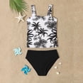 thumbnail image 5 of Cowsor 4-13 Years Girls Printed Two Piece Tankini Swimsuit Set Cutout Design Cute Modest Swimwear for Kids Summer Beach Pool and Water Activities, 5 of 5