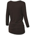 thumbnail image 2 of Made by Johnny Women's V-Neck 3/4 Sleeve Dolman Top with Side Shirring XL BROWN, 2 of 6