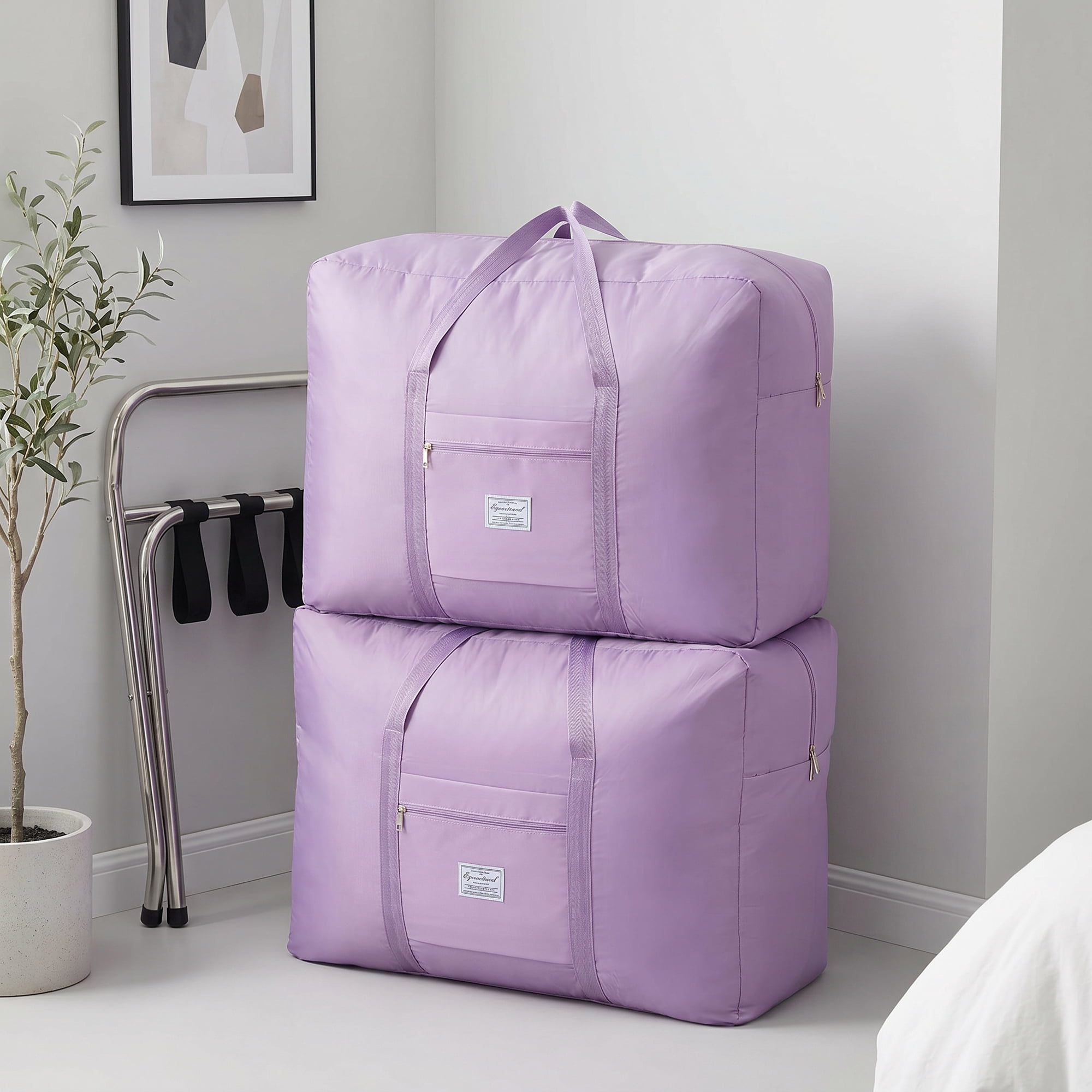 Unique Bargains Zipper Duffle Oversized Carry Storage Bag Purple 26.8" x 21.7" x 11.0"