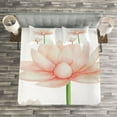 thumbnail image 3 of Ambesonne Yoga Quilted Bedspread Set 3 Pcs, Pastel Blooming Lotus, King Size, Peach Green and White, 3 of 3