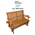 thumbnail image 5 of Fortune Candy Outdoor Wood Glider with High Roll Back and Cup Holders, Heavy Duty 800 lbs, Teak Tone, 5 of 9