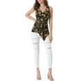 thumbnail image 4 of INSPIRE CHIC Women's Summer Tops Sleeveless V Neckline Wrap Tie Waist Tops S Black Yellow, 4 of 7