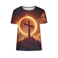 thumbnail image 5 of Xuyuer Easter Shirts for Women Round Neck Short Sleeve Easter Casual T-shirt Cross Print Graphic Tops Christian T-Shirt Causal Jesus Christian Graphic Short Sleeve T-Shirt, 5 of 5