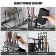 thumbnail image 2 of Arealer Porte-Plat Extensible avec Porte-Chopper de Cuisine Compartiments Réglables Cuisine Rangement Garde-Manger Table en Acier Inoxydable Organisateur Noir, 2 of 7
