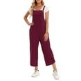 thumbnail image 1 of Women Jumpsuit With Pockets Sleeveless Wide Legs Plus Size Overalls, 1 of 7