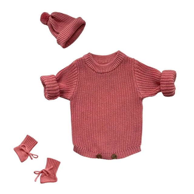 Combinaison Tricotée pour Bébé Personnalisable Brodée à la Main - Adorable Robe de Ramper Idéale pour l'Automne et l'Hiver - pour 0-18 Mois