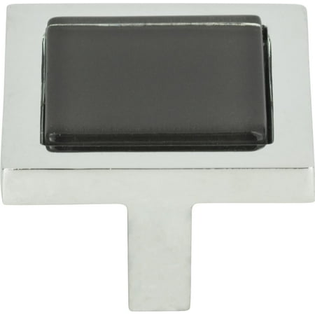 

1-3/4-Inch Black Square Knob Polished Chrome