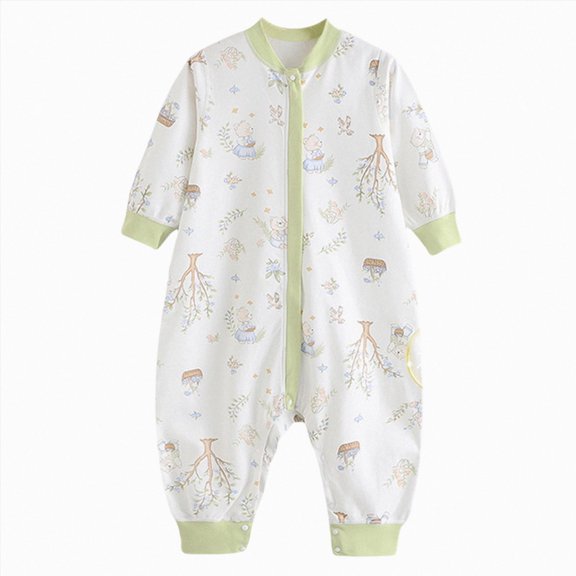 KPOPLK Baby Infant Boy Romper PJS Long Sleeve Footless Pajamas Fall Winter Sleep N Play Cotton Button Down Jumpsuit Sleepwear Size 5-6 Years