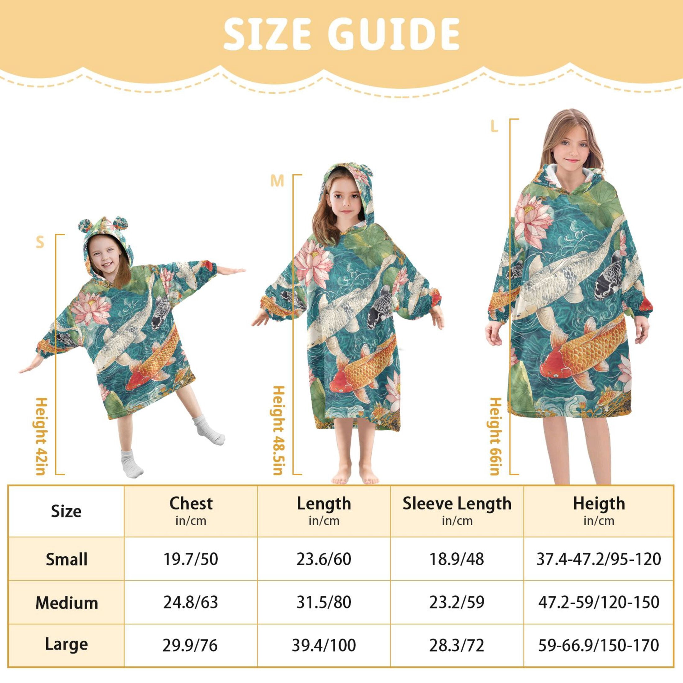 YAZAOO Kids Wearable Blanket Hoodie Warm and Cozy Koi Harmony Flannel Sweatshirt