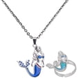 thumbnail image 4 of Baohd Collier Sirène Changeant de Couleur & Collier Changeant de Couleur Bague Réglable Pendentif Collier Ensemble de Bijoux, 4 of 9