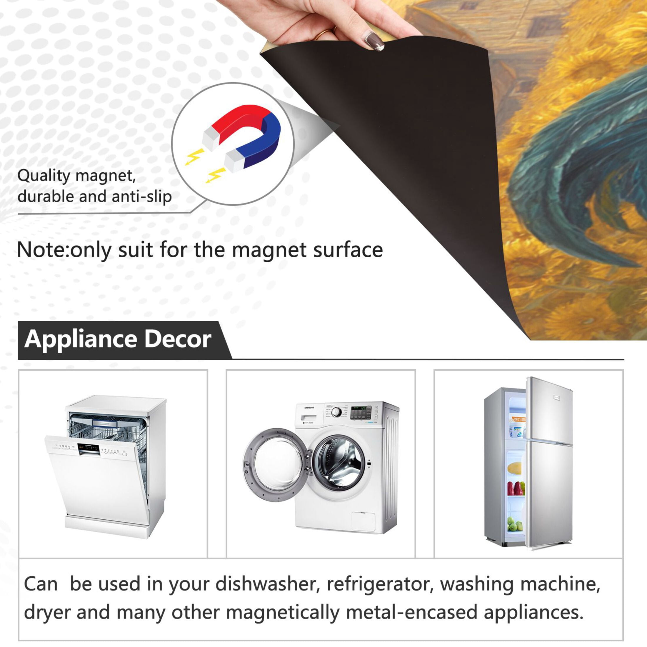Dishwasher Magnetic Refrigerator Magnet Cover Sticker Home Decorative 23"x26" Sunflower Farm's Rooster