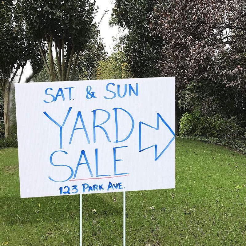 Whole Save Direct 20 Pack Blank Yard Signs 13x17 Inches with Smart Stakes, White Corrugated Plastic Double Sided Poster Board, Outdoor Lawn Sign for Rent, Graduation, Guidepost, Party Decorations