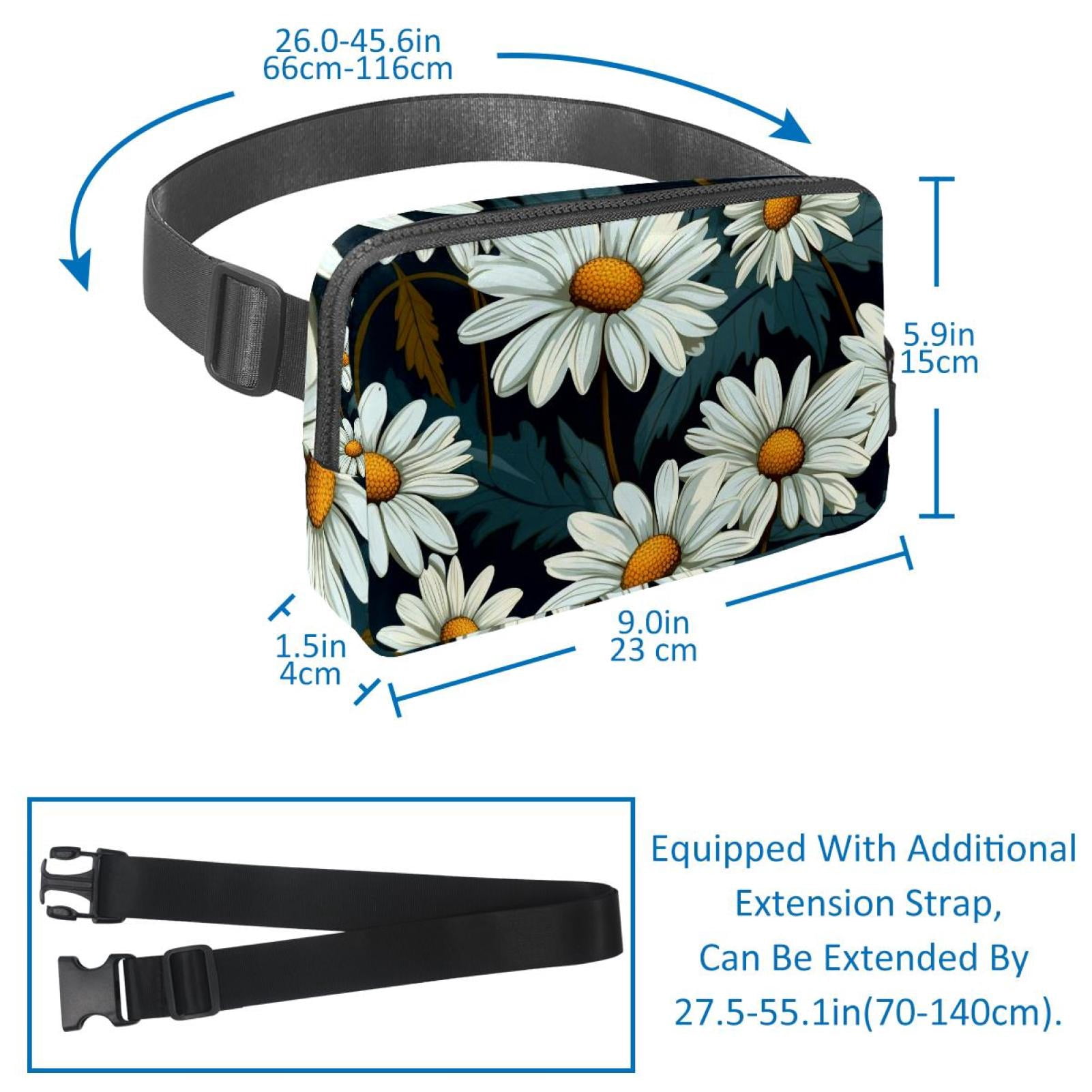 Daisy Lightweight Adjustable Waist Packs Crossbody Bag Fanny Pack with Extension Strap Unisex
